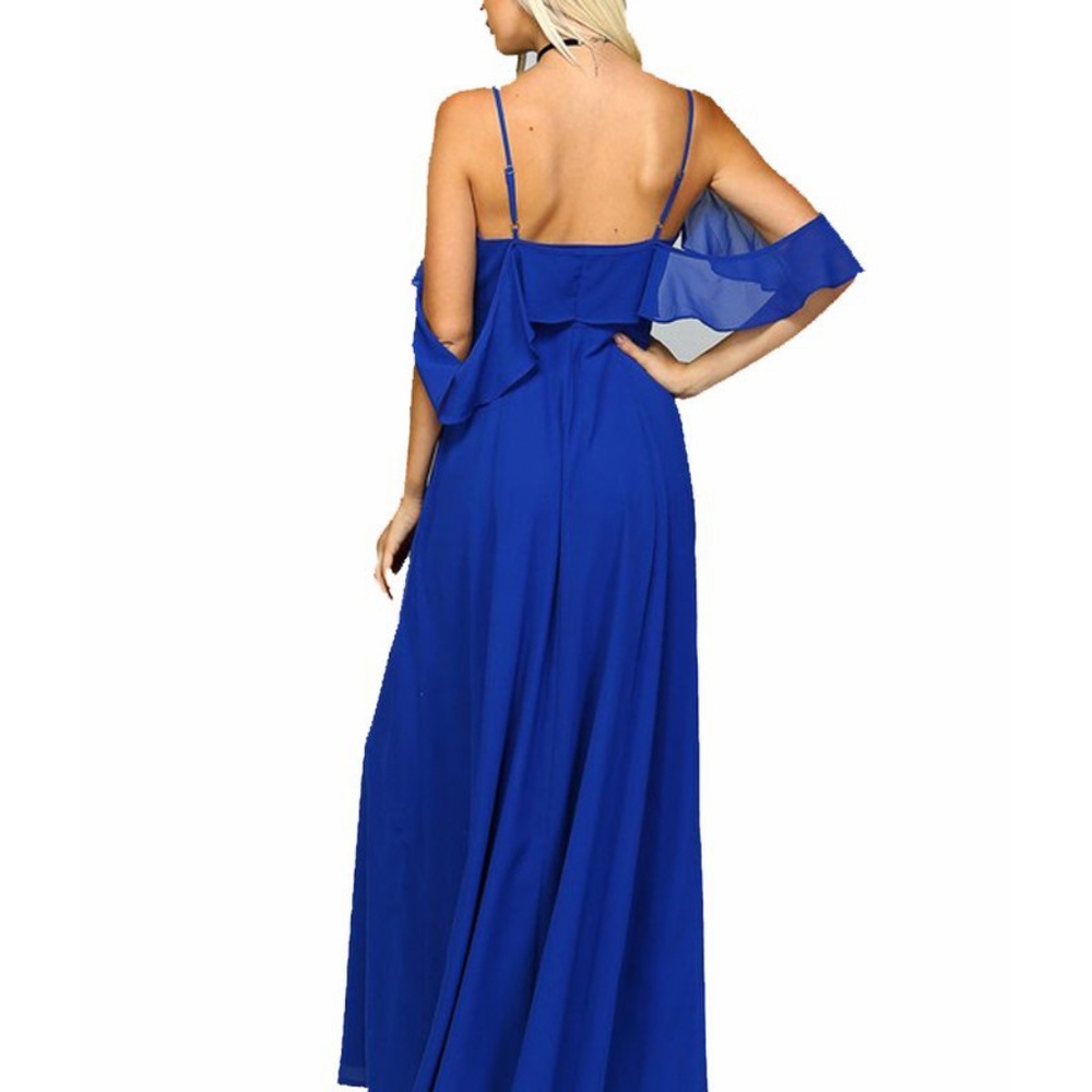 Pearl Dress Long Maxi Solid Blue - Picture 3 of 5